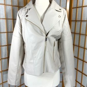 New York and Co. cream faux leather lightweight moto jacket NWT